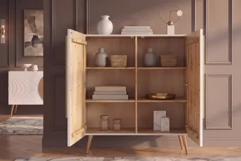 Highboard wit mangohout gouden accenten 120 cm