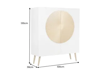 Highboard wit mangohout gouden accenten 120 cm