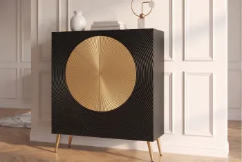 Highboard zwart mangohout gouden accenten 120 cm