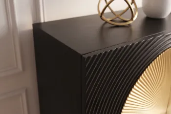 Highboard zwart mangohout gouden accenten 120 cm