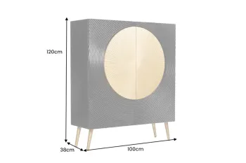 Highboard zwart mangohout gouden accenten 120 cm