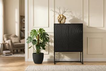 Highboard wandkast zwart mangohout 120 cm