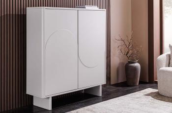 Highboard wandkast wit met keramiek bovenblad 131cm