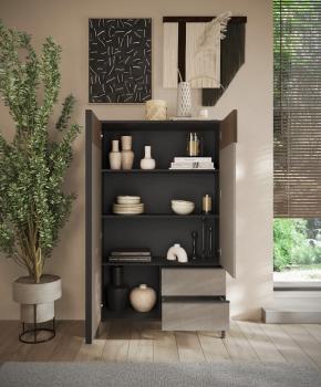 Opbergkast lava zwart, beige en bruin 177 cm