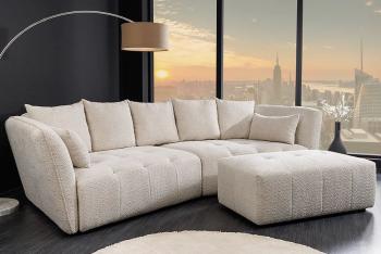 Moderne Hocker champagne beige bouclé 118 cm