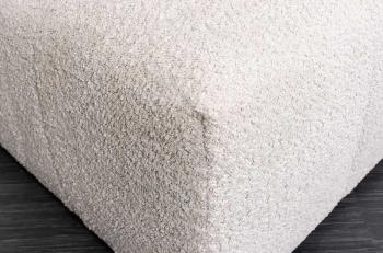 Moderne Hocker champagne beige bouclé 118 cm