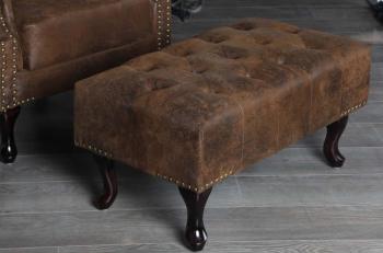 Hocker chesterfield antiek bruin 80 cm