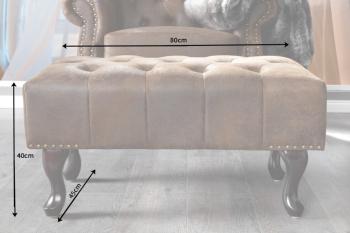 Hocker chesterfield antiek bruin 80 cm