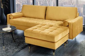 Hocker geel fluweel 80 cm
