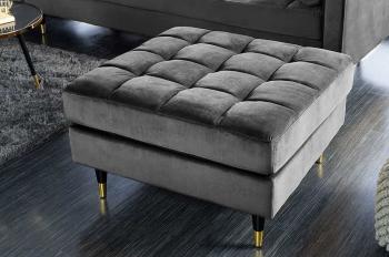 Hocker grijs fluweel 80 cm