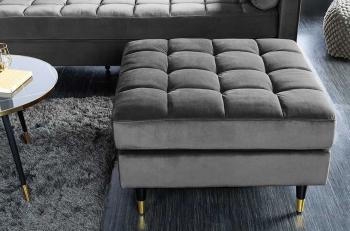 Hocker grijs fluweel 80 cm