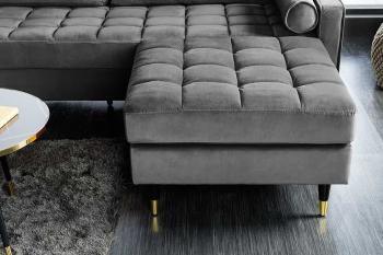 Hocker grijs fluweel 80 cm