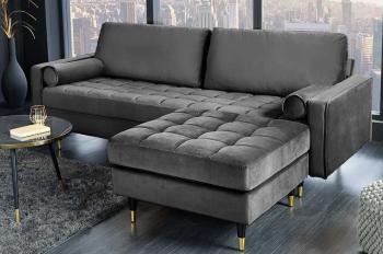 Hocker grijs fluweel 80 cm