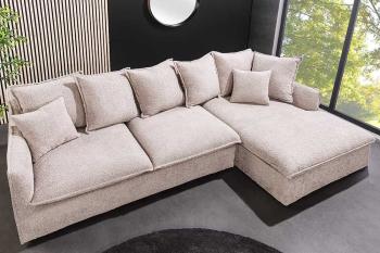 hoekbank beige boucle stof 255x160 cm