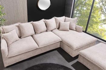 hoekbank beige boucle stof 255x160 cm