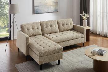 Hoekbank beige stof 220 cm universele ottomane