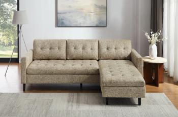 Hoekbank beige stof 220 cm universele ottomane