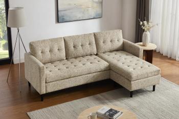 Hoekbank beige stof 220 cm universele ottomane