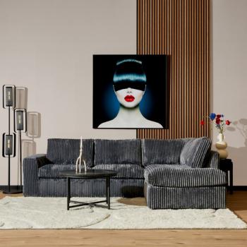 hoekbank ribstof grijs longchair rechts 271 cm