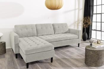 Hoekbank beigegrijs cord stof 220 cm universele ottomane