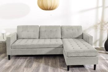 Hoekbank beigegrijs cord stof 220 cm universele ottomane