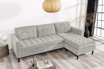 Hoekbank beigegrijs cord stof 220 cm universele ottomane