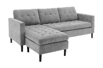 Hoekbank Stockholm grijs cordstof 220 cm universele ottomane