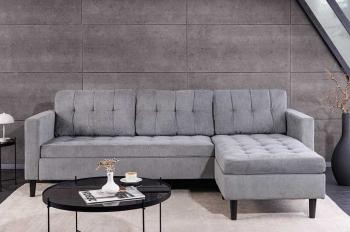 Hoekbank Stockholm grijs cordstof 220 cm universele ottomane