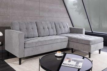 Hoekbank Stockholm grijs cordstof 220 cm universele ottomane