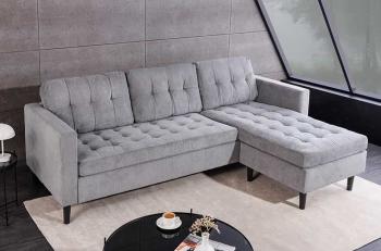 Hoekbank Stockholm grijs cordstof 220 cm universele ottomane