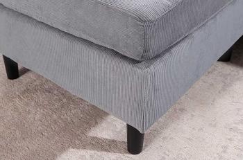 Hoekbank Stockholm grijs cordstof 220 cm universele ottomane