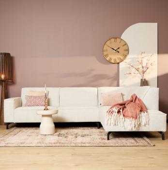 Hoekbankstel beige stof 285 cm met divan rechts