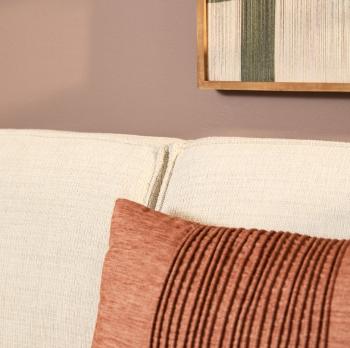 Hoekbankstel beige stof 285 cm met divan rechts