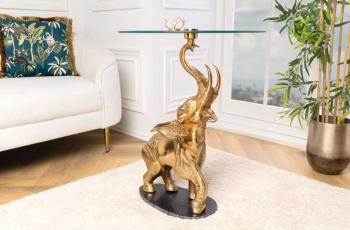 Hoge bijzettafel goud olifant 77 cm