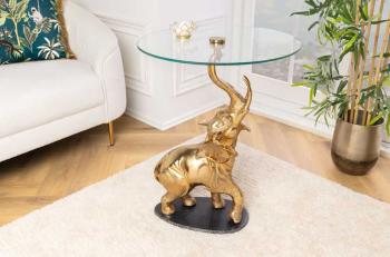 Hoge bijzettafel goud olifant 77 cm