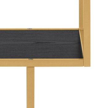 hoge boekenkast zwarte schappen goud frame