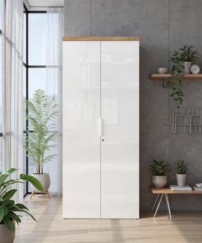 hoge kantoor kast wit hoogglans eiken cadiz 190 cm