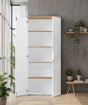 hoge kantoor kast wit hoogglans eiken cadiz 190 cm
