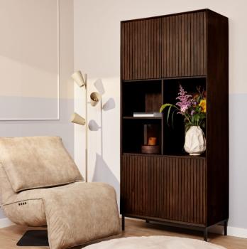 Vakkenkast donkerbruin mangohout 90 cm