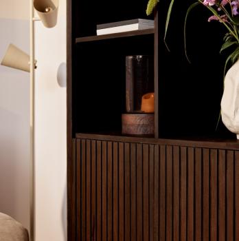 Vakkenkast donkerbruin mangohout 90 cm