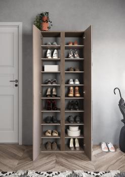 hoge schoenenkast brons met spiegeldeur 185 cm