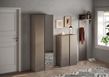 hoge schoenenkast brons met spiegeldeur 185 cm