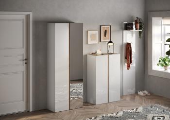 hoge schoenenkast wit hoogglans met spiegeldeur 185 cm
