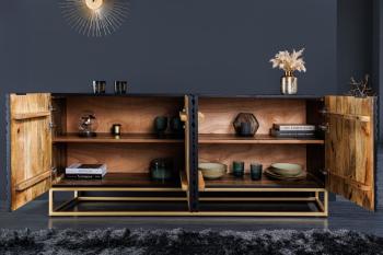 Sideboard illussie zwart mangohout 177 cm