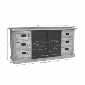 Industrieel Dressoir mangohout 200 cm