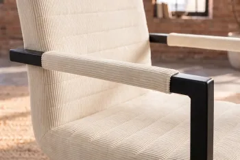 eetkamerstoel met armleuningen beige cord stof