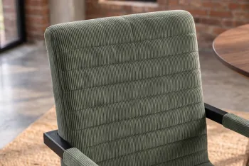 eetkamerstoel met armleuningen groen cord stof