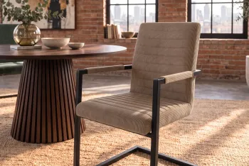 eetkamerstoel met armleuningen taupe cord stof