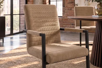 eetkamerstoel met armleuningen taupe cord stof