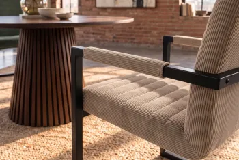 eetkamerstoel met armleuningen taupe cord stof